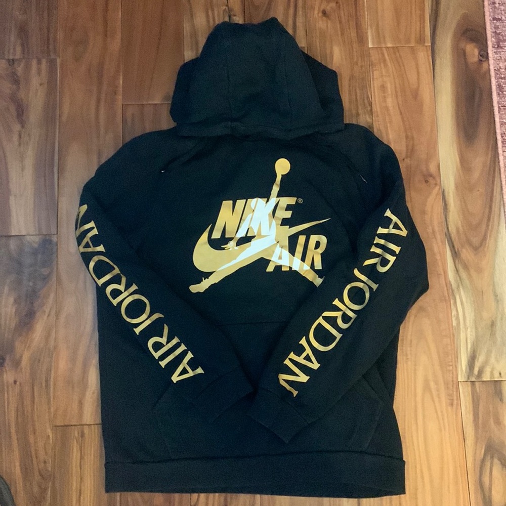 Nike Air Jordan Black Gold Hoodie Sweatshirt EUC Men’s L Large